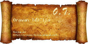 Oravan Tália névjegykártya